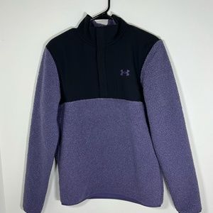 Under Armour Mens Sweater Fleece Pile Golf Sweater, Halo Purple Black Size SM CH